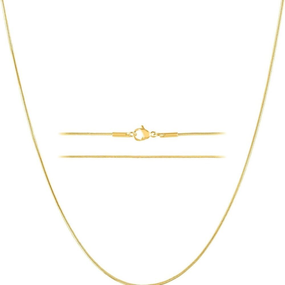 24k Gold Snake Chain Necklace – Thin, Dainty, Gold Plated Stainless Steel Jewelr